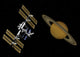 International Space Station Transit Near Saturn Poster Print