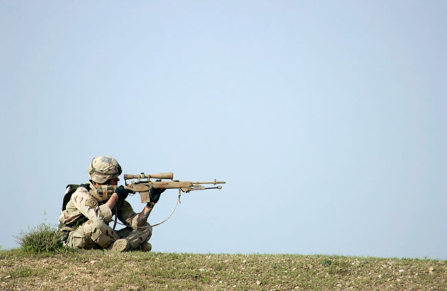 US Army Specialist with M21 Sniper Weapon System Poster Print