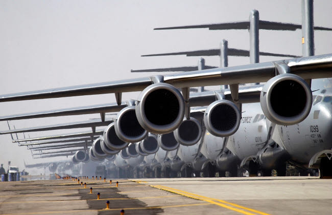 US Air Force C-17 Globemaster III Poster Print lined up on runway
