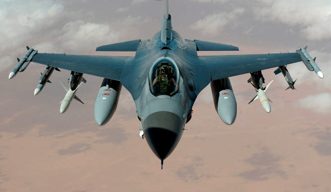 F-16 Fighting Falcon flying in the skies - Poster Print