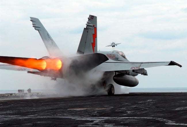 F/A-18C Hornet launching from USS Enterprise poster print.