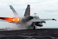 F/A-18C Hornet launching from USS Enterprise poster print.