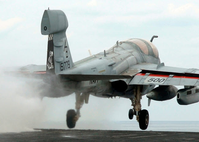 EA-6B Prowler launching from USS Enterprise poster print
