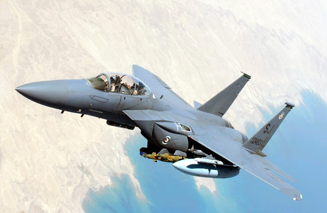 US Air Force F-15E Strike Eagle Poster Print over Iraq