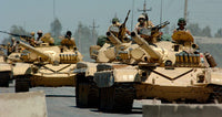 Iraqi tanks driving through a checkpoint poster print
