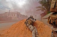 Soldier in Action Poster Print by Stocktrek Images, a powerful military-themed artwork.