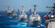 Military ships in formation at sea during Exercise Valiant Shield 2006 poster print.