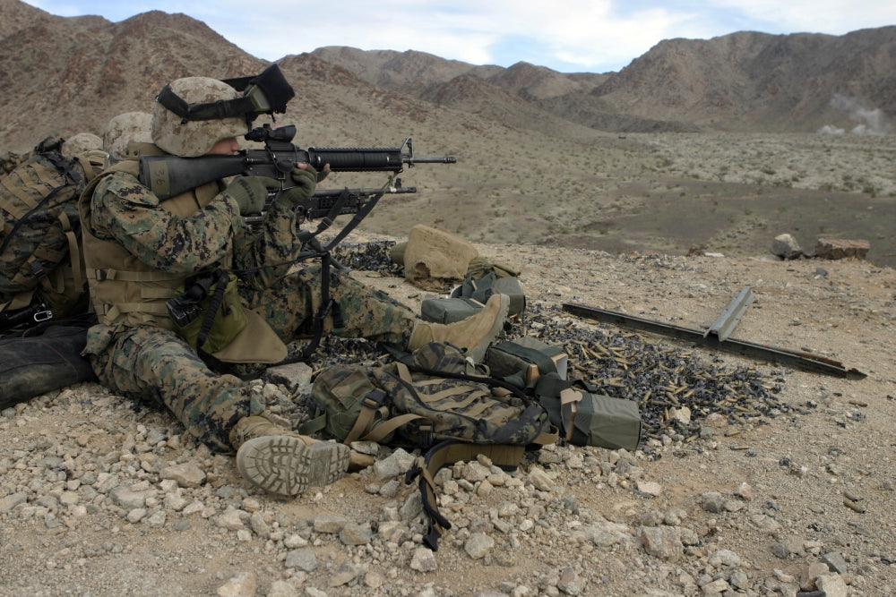 Marine rifleman providing security at Marine Corps Air-Ground Combat Center Twentynine Palms Poster Print