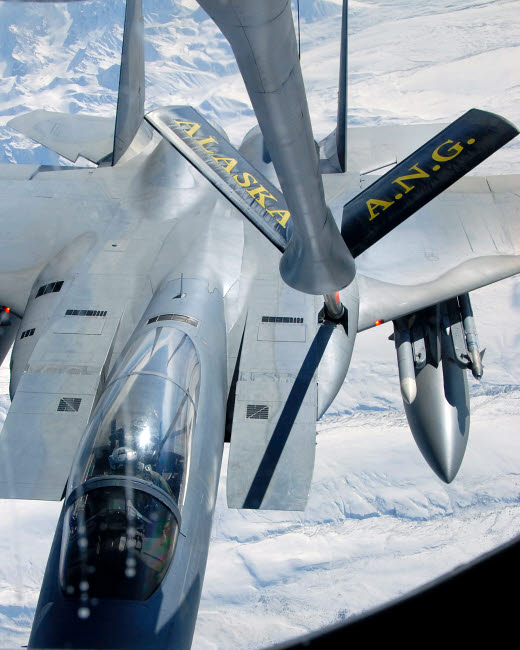 F-15 Eagle refueling behind KC-135 Stratotanker poster print