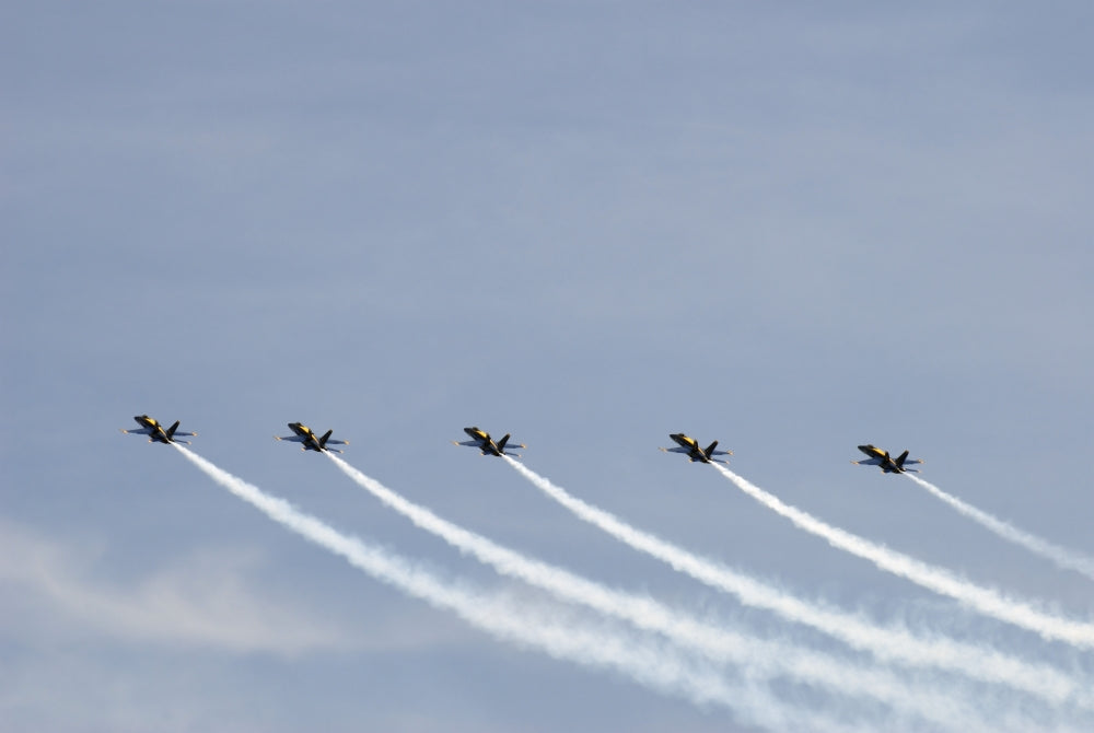 Blue Angels aerial demonstrations poster print showcasing flight precision.