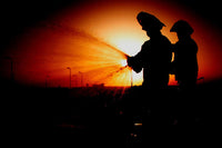 Airmen conducting operations check on fire hydrant hose poster print