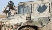 US Army Specialist scanning Ali Air Base in Iraq poster print.