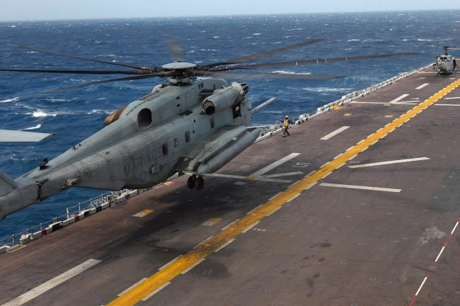 CH-53 Super Stallion helicopter poster print aboard USS Bataan