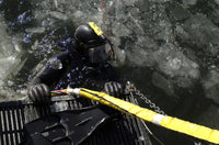 U.S. Navy diver preparing for a dive on the Thames River poster print.