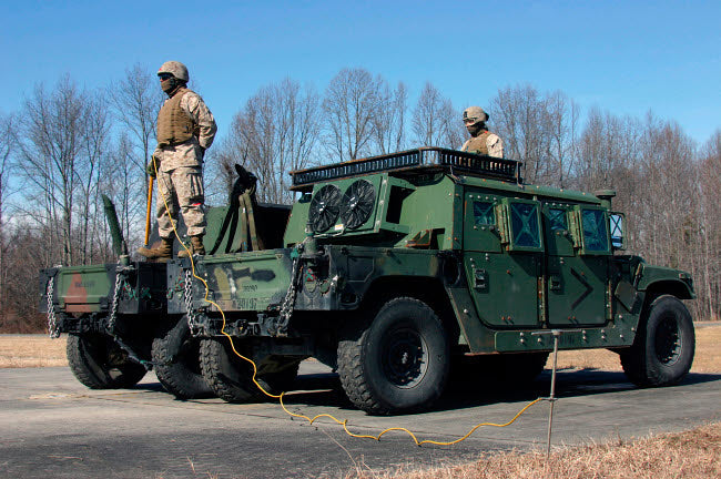 CH-53 Sea Stallion military poster print showcasing a soldier hooking Humvees.
