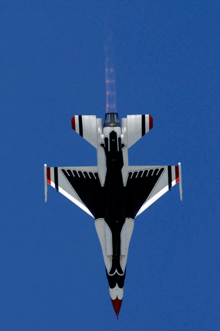 F-16 Falcon diving during the Split S maneuver poster print.