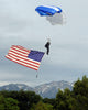 Airman Floating through the Sky with American Flag Poster Print