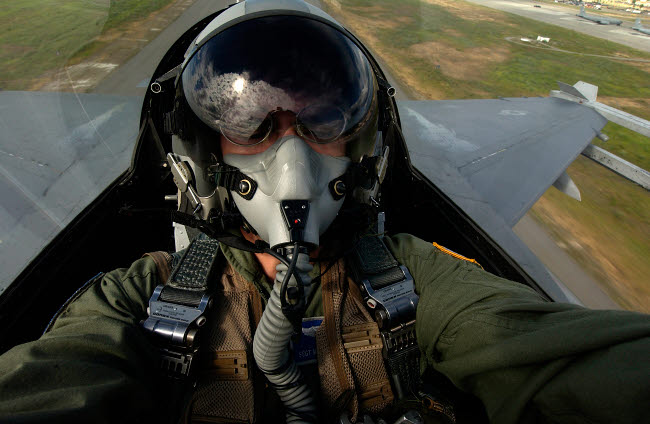 US Air Force pilot looking for aircraft at 45,000 feet over Eielson Air Force Base, Alaska Poster Print
