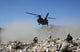 CH-47 Chinook helicopter landing in Afghanistan, poster print.