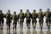 Crewman Qualification Training print depicting students surfing before medical training.