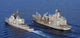 USS Gettysburg conducting an underway replenishment with USNS Walter S Diehl Poster Print