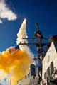 USS Hopper Aegis-Class Destroyer launching missile in Kauai Hawaii Poster Print