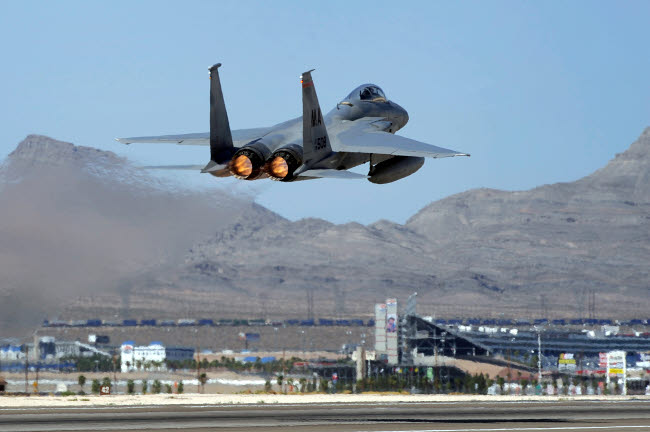 F-15 Eagle taking off during Red Flag 09-5 training mission at Nellis Air Force Base