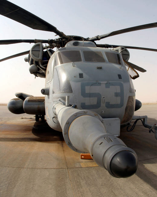 CH-53E Super Stallion helicopter on flight line at Al Asad Air Base