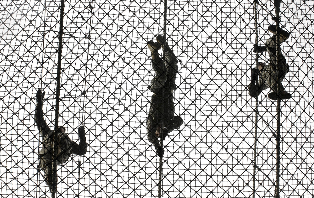 U.S. Army recruits at Victory Tower during basic training poster print.