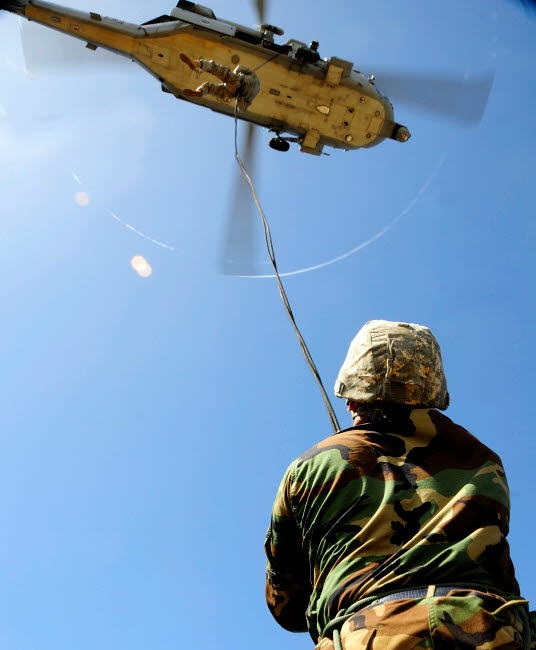 US Air Force airmen rappelling and fast-roping techniques poster print.