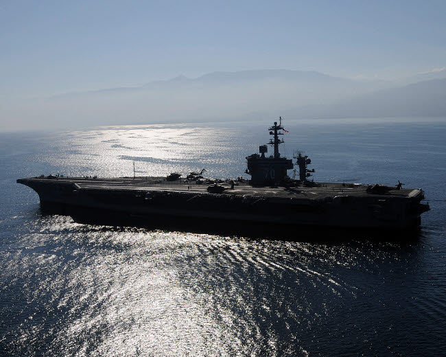 USS Carl Vinson aircraft carrier poster print off the coast of Haiti.