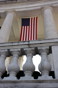 American Flags hanging in the Amphitheatre at Arlington National Cemetery Poster Print