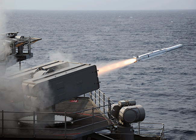 RIM-7 Sea Sparrow missile launch from USS George HW Bush poster print