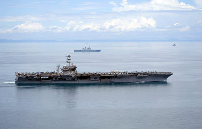 USS George Washington Aircraft Carrier Poster Print in the Yellow Sea