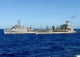 USS Denver and USNS Pecos replenishment at sea poster print.