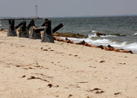 Navy SEALs crawling up the beach poster print showcasing military operations.