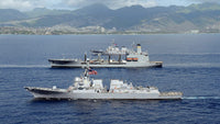 Ships of the Pacific Fleet sailing in formation during Exercise Koa Kai poster print.