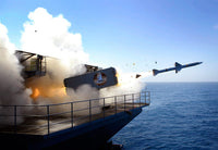 Poster print of RIM-7 Sea Sparrow missile launching from USS Abraham Lincoln