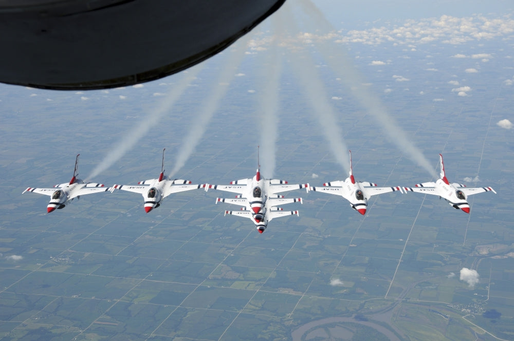 U.S. Air Force Thunderbird Formation Poster Print showcasing aerial maneuvers.