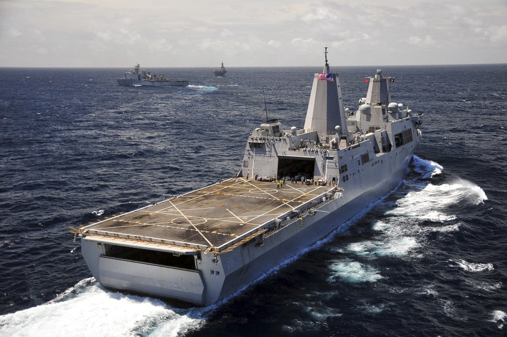 Rear View of USS Green Bay with Convoy of Ships in the Indian Ocean Poster Print