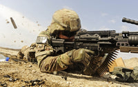 U.S. Air Force soldier firing Mk48 Super SAW machine gun poster print