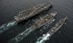 Replenishment at sea poster print featuring USS Abraham Lincoln, USNS Guadalupe, and USS Cape St. George.