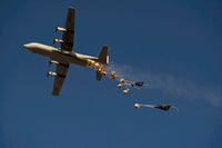C-130 Hercules Airdrop Poster Print showcasing military aviation over Afghanistan.