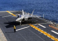 F-35B Lightning II vertical landing on USS Wasp poster print