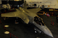 F-35B Lightning II secured in hangar bay aboard USS Wasp poster print.
