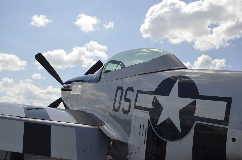 P-51D Mustang parked on the flight line poster print