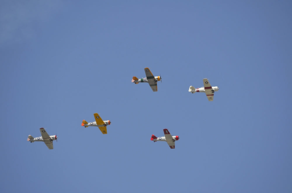Vintage Warbirds Flying in Formation Poster Print showcasing restored aircraft near Lakeland, Florida.