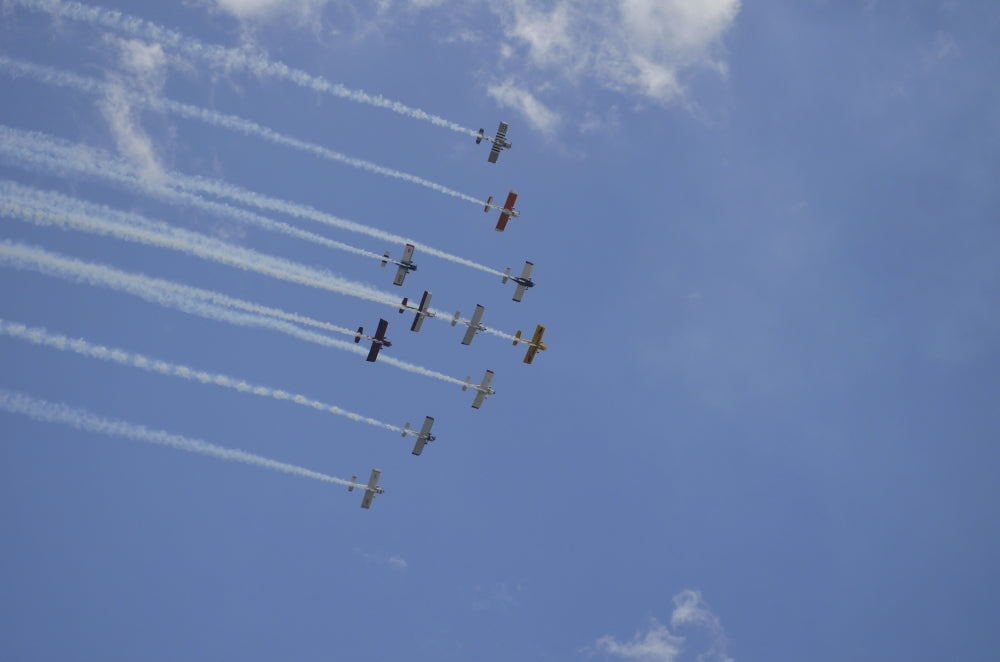 Team RV Aerobatics Team performing aerial maneuvers poster print