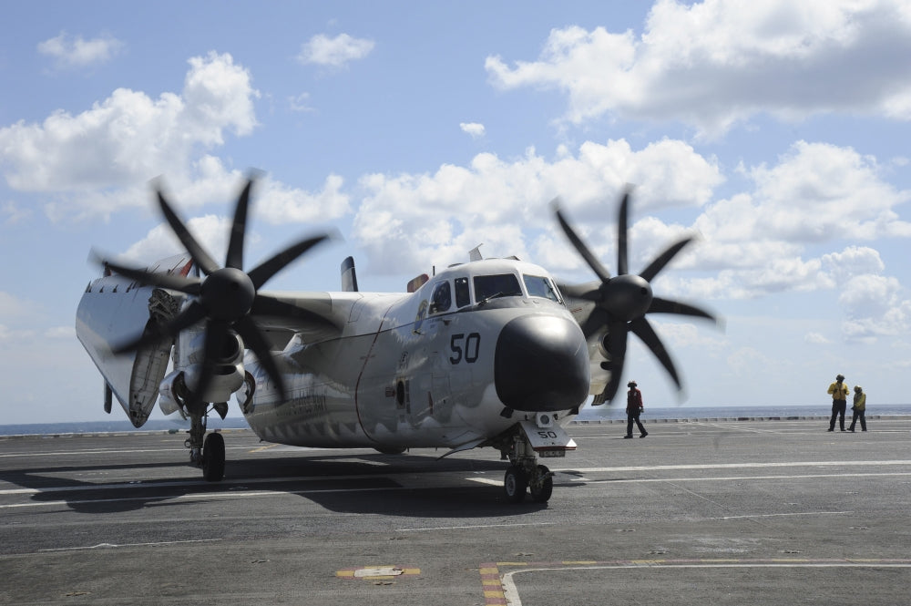 C-2A Greyhound taxiing on USS Dwight D. Eisenhower poster print.