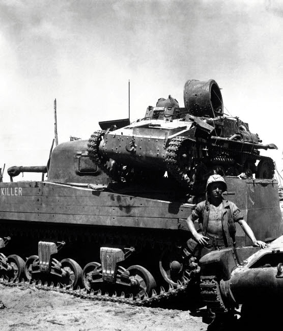 Japanese light tank poster print depicting a tank on a medium tank.